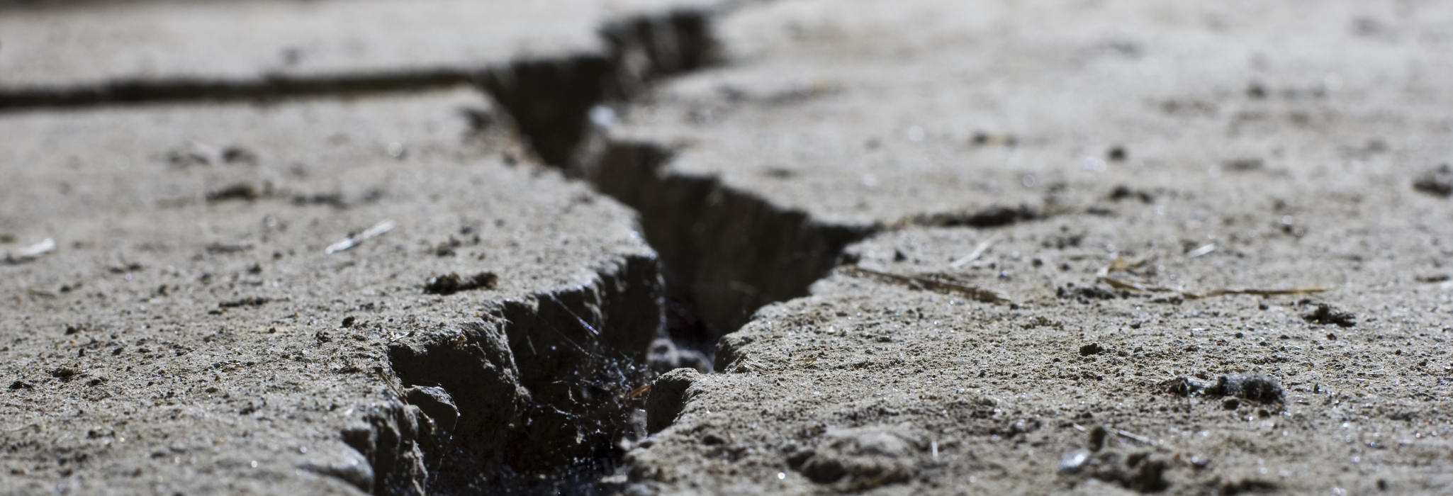 Road damaged by earthquake.