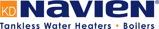 Blue and orange Navien Tankless Water Heaters and Boilers badge